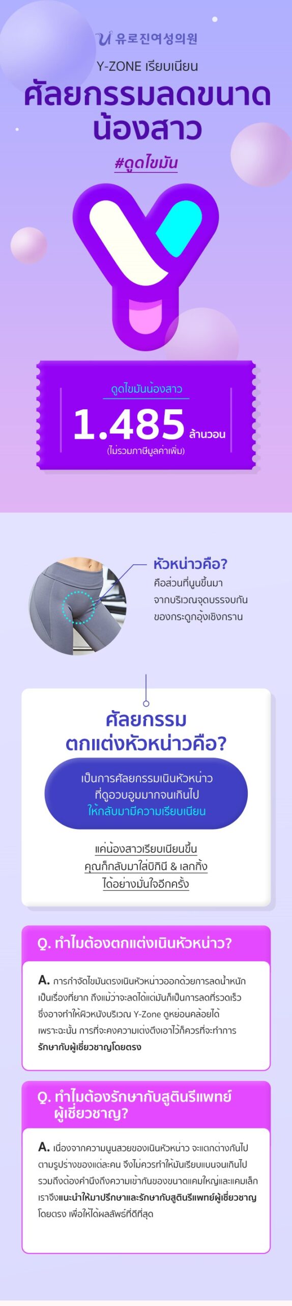 ศัลยกรรมลดขนาดน้องสาว #ดูดไขมัน

ศัลยกรรม
ตกแต่งหัวหน่าวคือ?
เป็นการศัลยกรรมเนินหัวหน่าว
ที่ดูอวบอูมมากจนเกินไป
ให้กลับมามีความเรียบเนียน
แค่น้องสาวเรียบเนียนขึ้น
คุณก็กลับมาใส่บิกินี & เลกกิ้ง
ได้อย่างมั่นใจอีกครั้ง